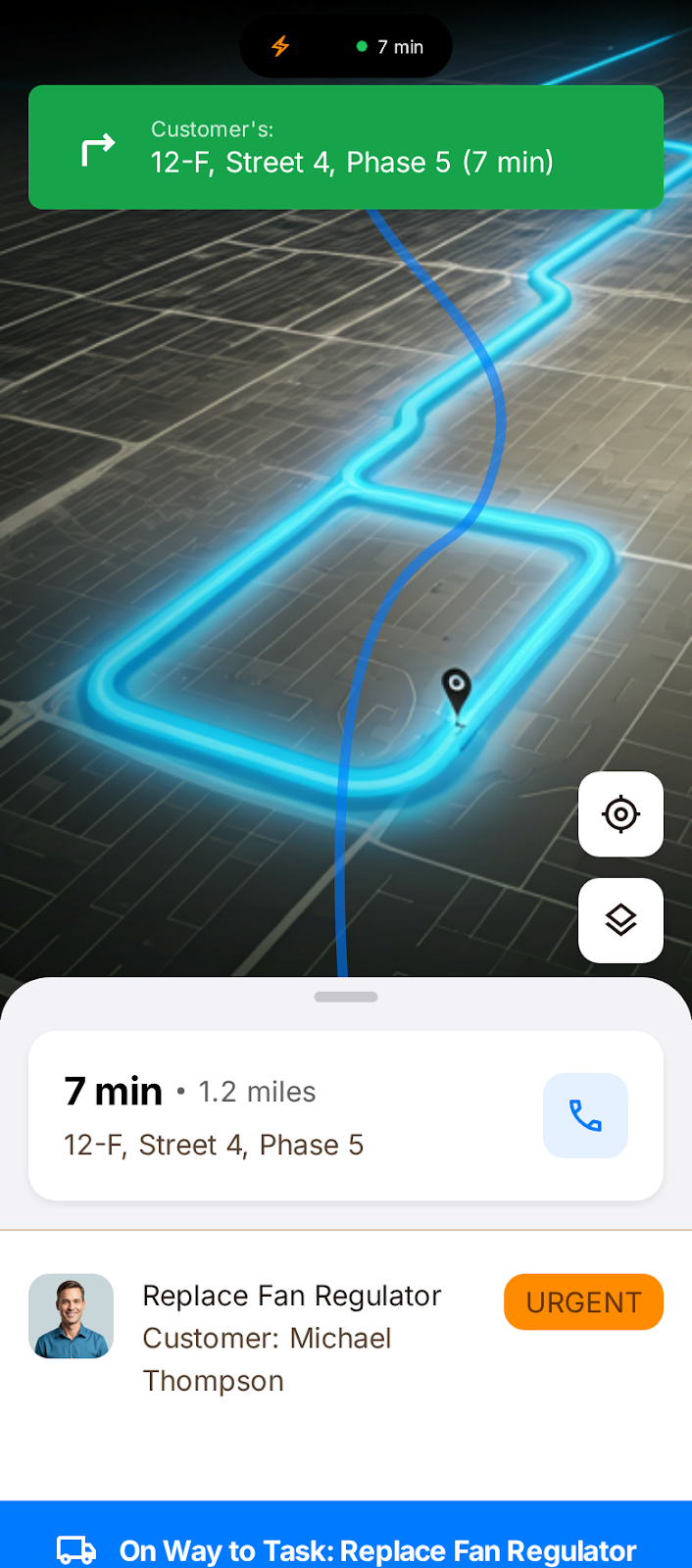 UstaadGo screen — On-the-way tracking